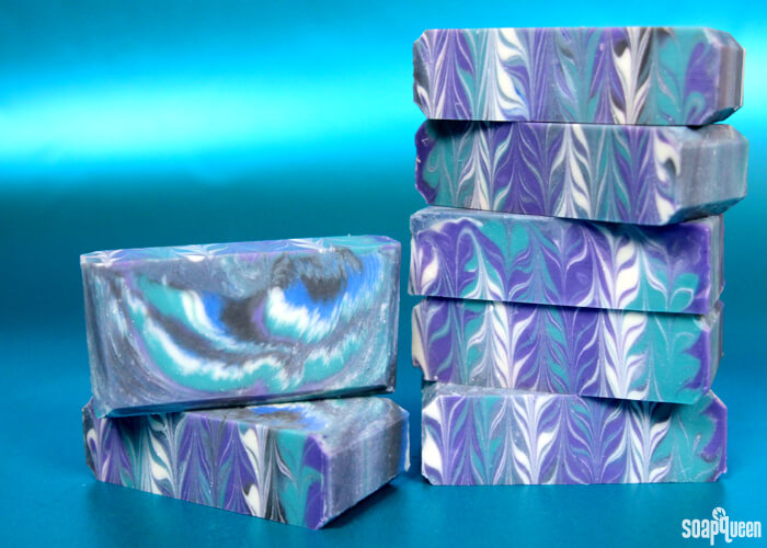 This Galaxy Clyde Slide Cold Process soap creates a unique swirl pattern inspired by space. Learn how to make it here!
