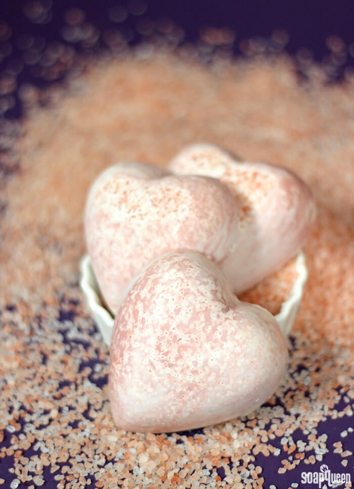 These Lavender and Rose Pink Salt Bars are made with lavender essential oil and pink sea salt for a creamy lather.