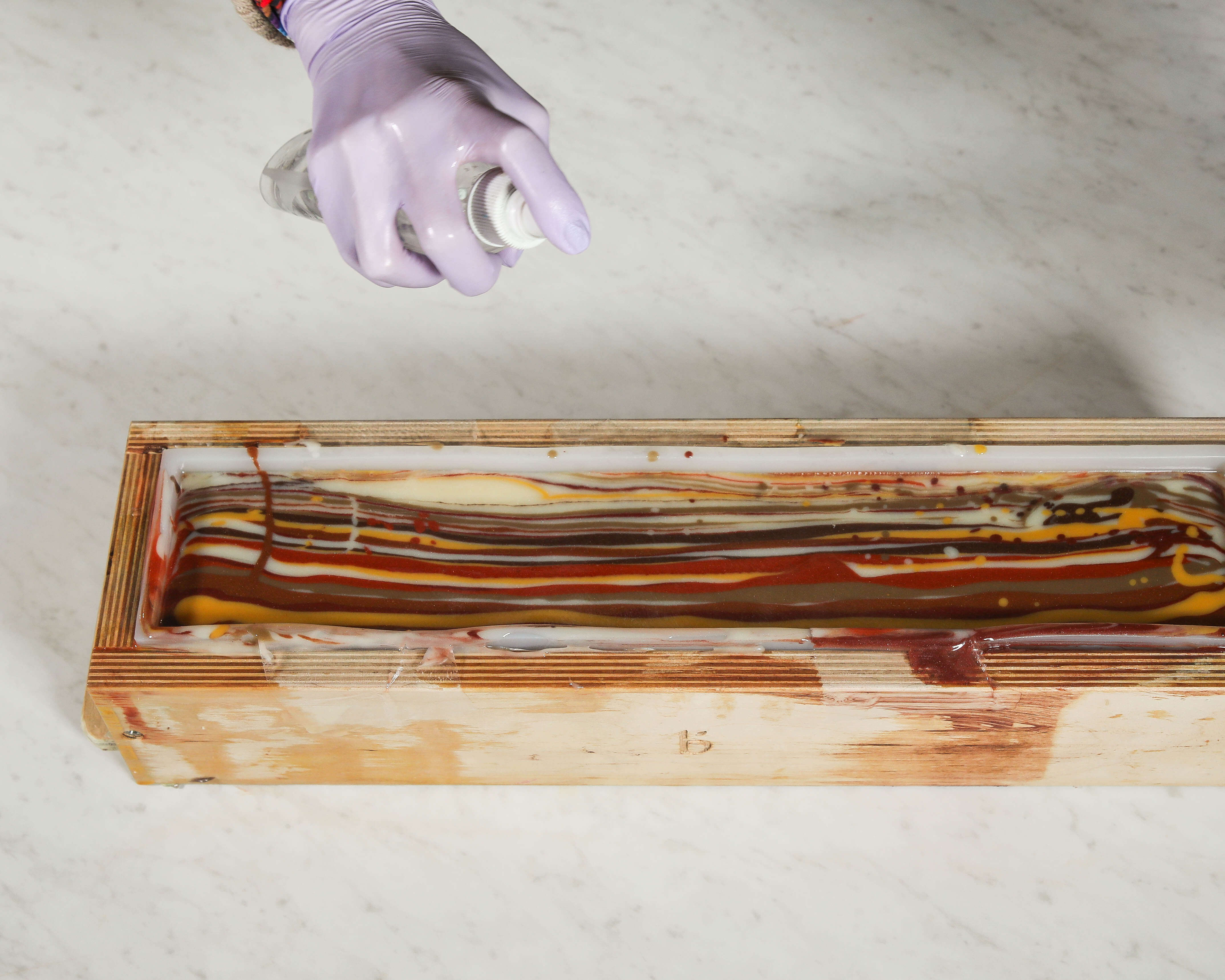 Wood Grain Soap Finished Full batch of wood grain soap in mold