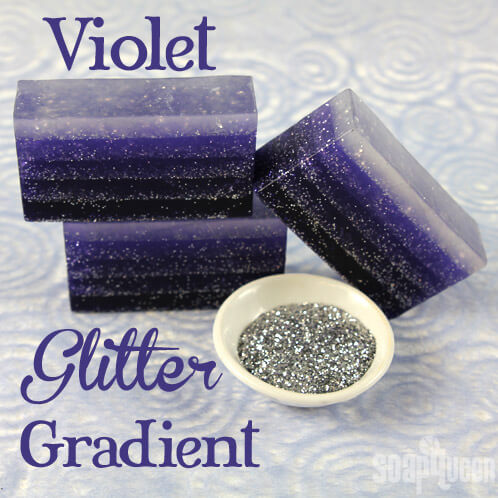 This Violet Glitter Gradient Soap Tutorial features lots of layers and glitter!