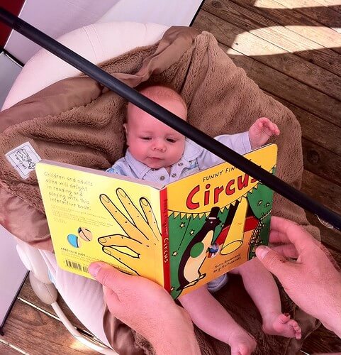 Jamisen reading a book