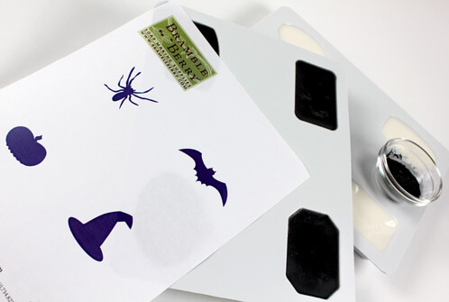 Halloween Soap project - getting ready with soap, mica and free clipart