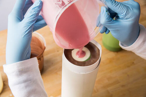 Image by Lara Ferroni Topping off the soap - credit Lara Ferroni