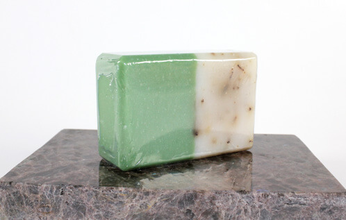 Rosemary cold process soap. Green and white layers.