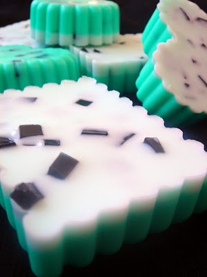 Mint chocolate chip melt and pour soap